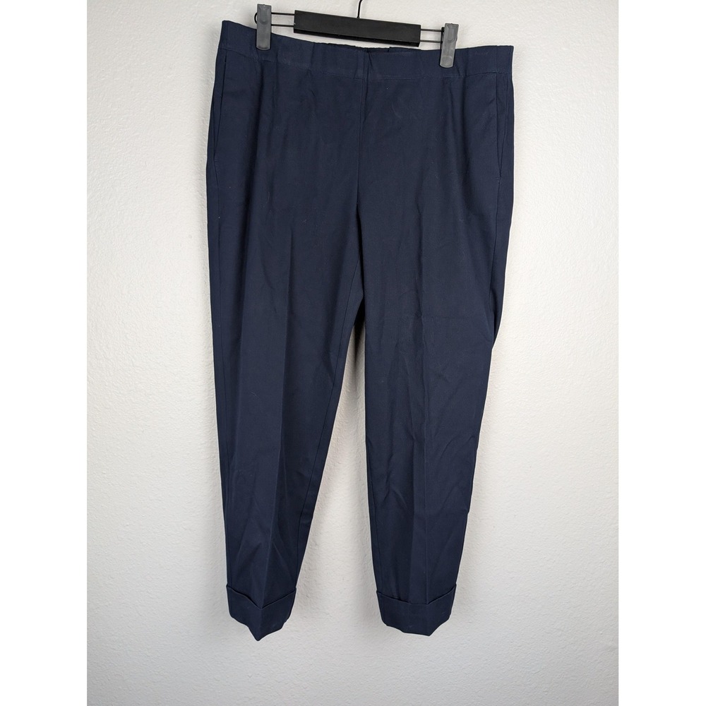 J Jill‎ Premium Bi-Stretch Pants Womens 16 Petite Navy Blue Ankle Cuffed Dress